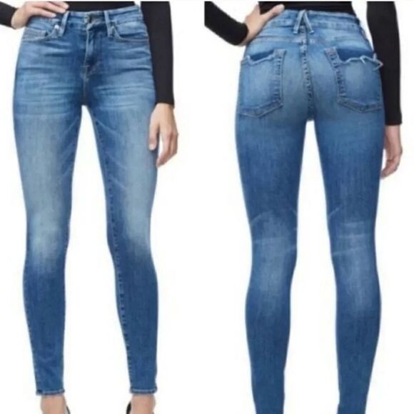 Good American Good Legs High Rise Skinny Denim in Blue 107 Medium Wash Size 4/27 - Picture 1 of 11